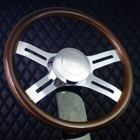 611ch-dw Forever Sharp 16 Inch Wood Steering Wheel Chrome Freightliner Kenworth Peterbilt