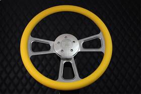 698ph Forever Sharp 16 Inch Billet Aluminum Big Rig Steering Wheel Yellow Vinyl Grip 5 Hole Semi Truck