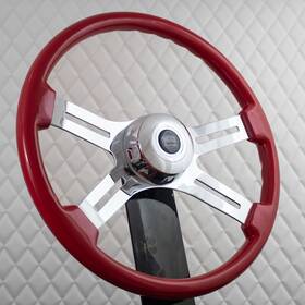 811ch-rd Forever Sharp T01 18 Inch Chrome Dual Classic Steering Wheel Big Rig Red 86-06 Freightliner