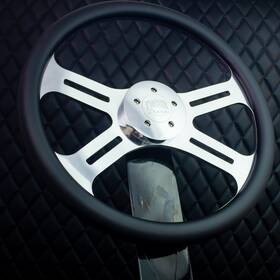 811ph Forever Sharp 18 Inch Billet Aluminum Steering Wheel Big Rig Black Vinyl 5 Hole Semi Truck