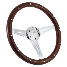 Ch401622 Forever Sharp 14 Inch 6 Bolt Empire Wood Wheel - Chrome Spokes Dark Mahogany