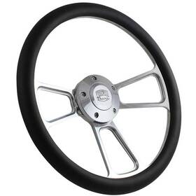 Fsv109813 Forever Sharp 14 Inch Polished Billet Muscle 5 Bolt Steering Wheel With Black