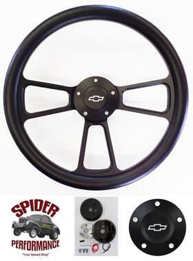 Sp1099b Forever Sharp 1974-79 Suburban Blazer Chevy Ck Pickup Steering Wheel Bowtie 14 Inch Black Billet