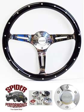 Sp501chbka Forever Sharp 60-69 Suburban Gmc Pickup Steering Wheel 15 Inch Black Wood Rivet