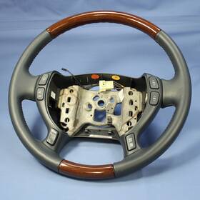25748186 General Motors Gm Oem Wood And Leather Steering Wheel For 00-05 Cadillac Seville Tuxedo Blue