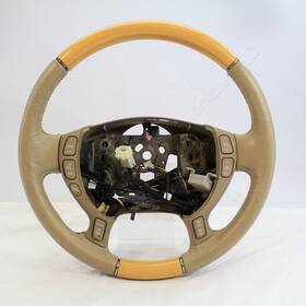 25755247 General Motors Gm Flawed Heated Cream Cashmere Deluxe Leather Steering Wheel For 00-05 Seville