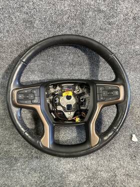 84946345 General Motors Oem 19-23 Chevy Silverado Tahoe Suburban Gmc Black Copper Leather Steering Wheel