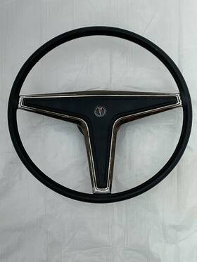9753928 General Motors 1978 Pontiac Steering Wheel Woodgrain Trim Emblem Three Spoke Column Cover