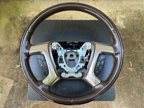 16901433 Gm 07-14 Yukon Brown Leather Woodgrain Steering Wheel Audio Cruise Oem