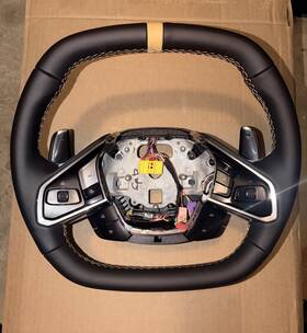 86513917 Gm Oe C8 Corvette Steering Wheel Black With Yellow/gold Stitching Fast Ship