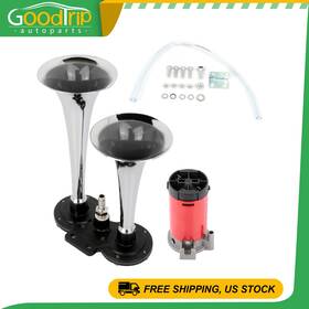 Go108107t01 Goodtrip-autoparts Fits Train Car Truck Boat 12v Air Horn Compressor Dual Trumpet 135db Loud