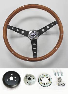 Mqp201blkx3162 Grant 1967 1968 Chevelle El Camino Nova Wood Steering Wheel Black Spokes Ss Cap 15 Inch