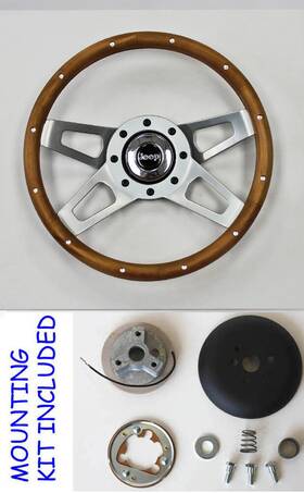 Mqp405x3196 Grant 1976-1995 Jeep Cj5 Cj7 Yj Wrangler 13 1/2 Inch Wood Grip 4 Spoke Steering Wheel