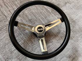 Mqp8546x3196 Grant New 1966 Chevelle Black Grip Chrome Spokes Steering Wheel 13 1/2 Inch Ss Cap