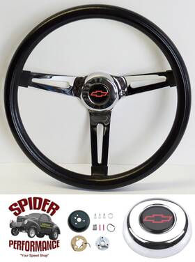 Sp8546 Grant 1980-1987 Chevrolet Pickup Steering Wheel Red Bowtie 13 1/2 Muscle Car Chrome