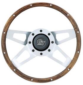 W405 Grant Steering Wheels Challenger Wheel Silver Satin Spokes Hardwood With Rivets 13