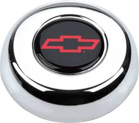 W5640 Grant Steering Wheels Classic Series Chrome Horn Button With Red Bow Tie Logo On Black