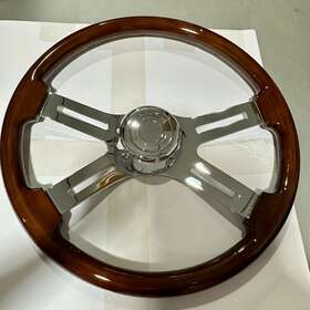 Hwp-fxp-1 Hiwowsport 18 Inch Wooden Silver Chromed Spoke 1.75 Deep 3 Bolts Steering Wheel Freightliner