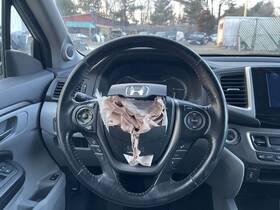 235.ho1616 Honda 16-18 Pilot Steering Wheel Leather Black Tc -b-b 3.5l Awd 250k Ex-l 63513