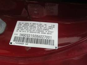 235.ho1j99 Honda 1999 Accord Steering Wheel 134478