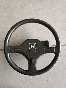 53110-sf0-673za Honda Oem 85-87 Prelude Si Steering Wheel Black Leather Used