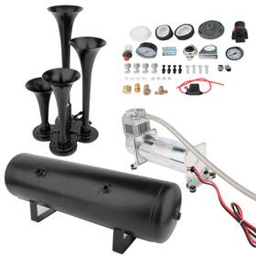 Hp108089a01 Hptour-autoparts Air Tank Horn 150db 12v 200psi For Truck Car Semi System 4 Trumpets 3 Gallon