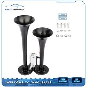 Hq108121-2a01 Hqas-accessories 12v 135 Db Dual Trumpet Deep Loud Train Air Horn Kit Metal