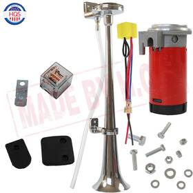 Hqs 713101876527 Chrome 150db 12v Single Trumpet Air Horn With Compressor Super Loud Car Lorry Boat