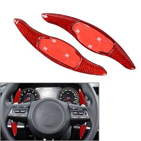 Hukyu 550735950632 Carbon Fiber Steering Wheel Shift Paddle For Kia Stinger Gt Gts 2018-2022 Red