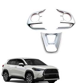 Hukyu-2050yfa1048 Hukyu 3 Pcs Abs Matte Silver Steering Wheel Frame Cover Trim For Toyota Corolla 19-20