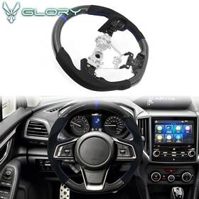 Sw-im17-cfal-bl-bl Hyper Glory Fits 17-23 Impreza Steering Wheel Carbon Fiber Alcantara Blue Stitch And Indicator