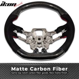 Sw-fm15cfv1-mcf Ikon Motorsports Fits 15-17 Mustang V1 Steering Wheel Matte Carbon Fiber Alcantara Red Stitching