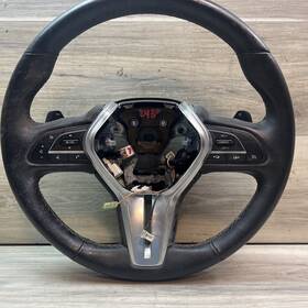 48430-5cg1a Infiniti 17-24 Q50 Driver Wheel Black Leather With Paddle Shifters And Switches Oem