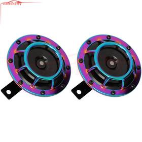 11605256 Issecondery 115db 2 Electric Purple 12v 125mm Disc Horns Fits Boat Yacht Car Van Bus Truck