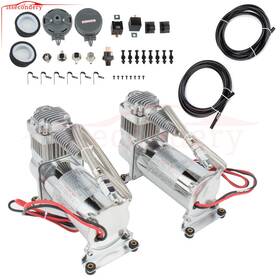 11605261 Issecondery 12v 200psi Silver Metal 2pcs Air Compressor Tank Kit Fits Train Suv Rv Horn