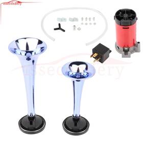 11605300 Issecondery Loud Dual Trumpet Train 12v 130db Air Horn Compressor Kit Fits Truck Boat Car
