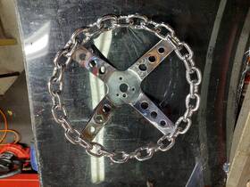 124ch-ch Jc Whitney 10 Inch Chrome Chain Steering Wheel 70 S Hot Rod Rat Gasser 57 Chevy