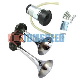 Airhorn2p002 Jdmspeed Chrome Dual Trumpet Compact Air Horn 115db 12 Volt Car Truck