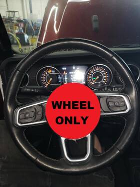6rn511x7aa Jeep 18 19 20 21 22 23 Wrangler Oem Steering Wheel Black Leather Cl-tv With Heated