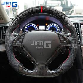 G37x Jianggai 752356294748 Real Carbon Fiber Sport Steering Wheel For 08-15 Infiniti G37 Sedan Coupe