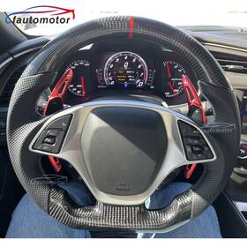 Jianggai 752356294885 Real Carbon Fiber Sport Steering Wheel For 14-18 Chevrolet Corvette C7 Heated