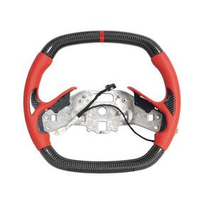 Jianggai 764765236578 Real Carbon Fiber Red Leather Steering Wheel Fits Corvette C8 20-25 With Heated