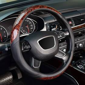 Kf10319 Kafeek Wood Grain Steering Wheel Standard Size 14.5 Inch -15 Brown