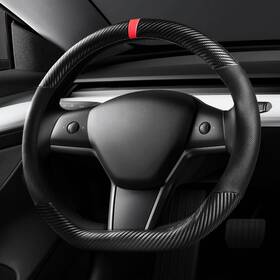 Kf10623 Kafeek Carbon Fiber Car Steering Wheel Cover For Tesla 36 Centimeters Black