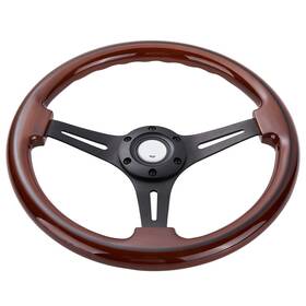 Kd8230bk Kyostar Wooden Steering Wheel 14ftft Matte 2ftft Deep 3 Spoke Walnut Wood Grain 6 Bolt Black