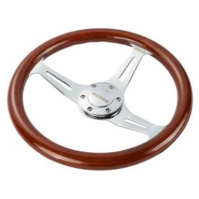Kd8237sr Kyostar Silver 350mm 14ftft Wooden Steering Wheel Wood Grain Trim Universal Chrome Spoke