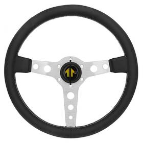Kd8243sr Kyostar Car Steering Wheel 1.5 Ftft Deep Dish 350mm Rally Leather Silver Perforated Spoke
