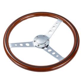 Kd8254 Kyostar New Wood Grain Trim Classic Wooden Steering Wheel Chrome Spoke 380mm 6 Bolt 15ftft