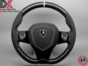 5whtalc43 Lamborghini Aventador Lp700 Lp750 White Ring Alcantara Carbon Steering Wheel V4