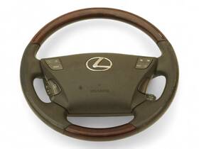 4510050260c1 Lexus 09-12 Ls460 Xf40 Awd Steering Wheel Leather Wood Multifunction Switch Oem